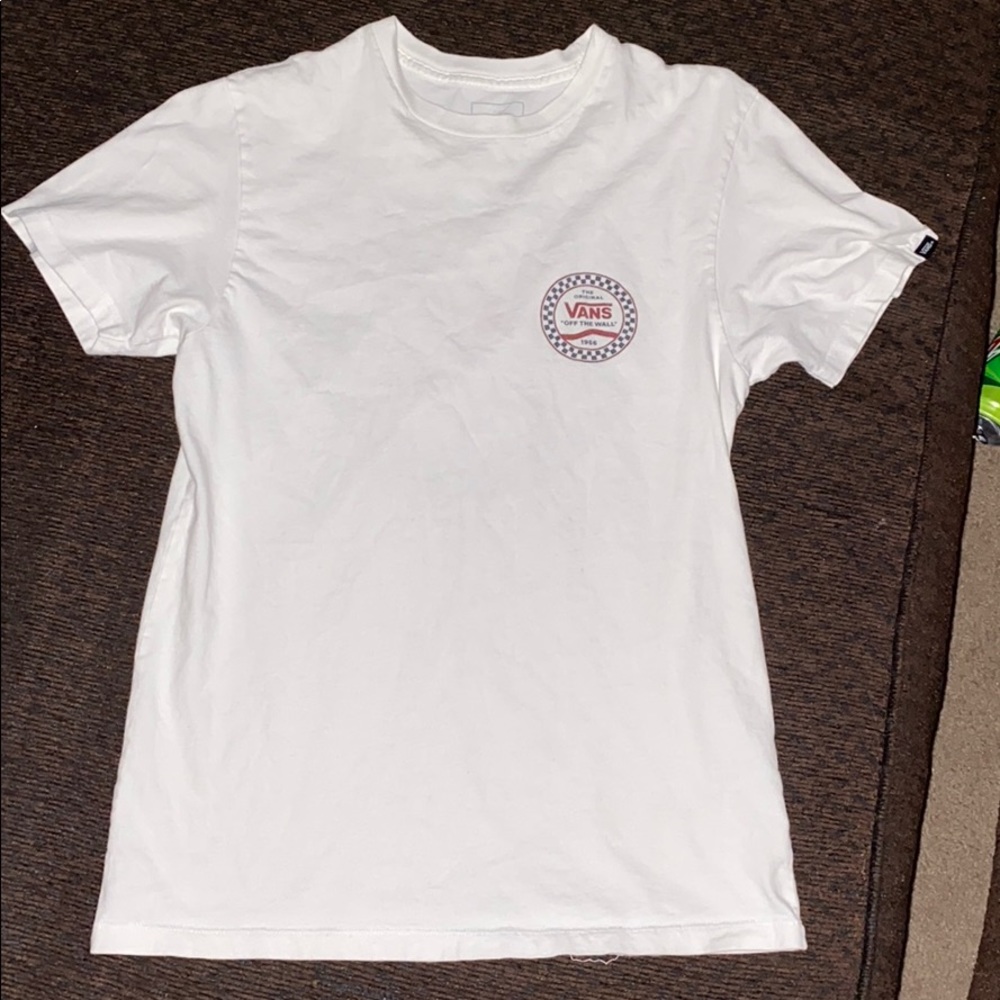 Vans T-Shirt. White-Maroon-Navy Blue